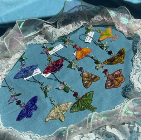 Handmade Moth Shrinky Charms